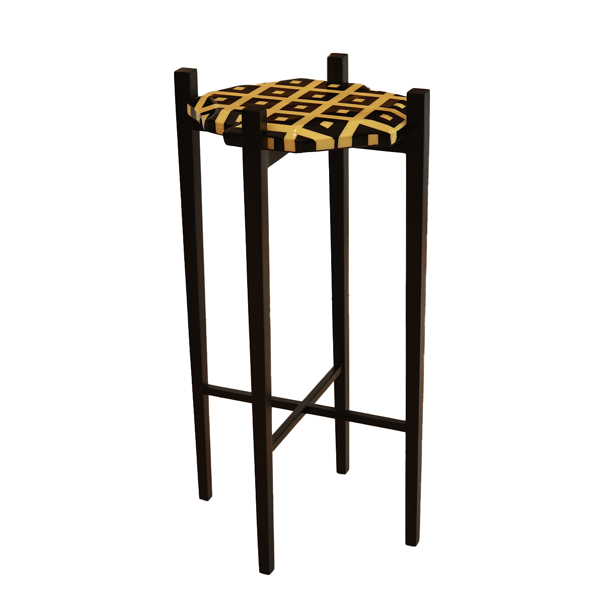 Noir Set of Three Tables -Black in Wood and Resin