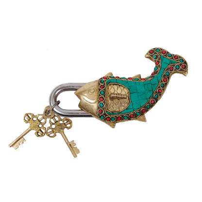 Matsya Lock - Firoza in Brass