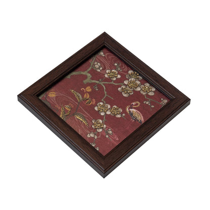 Odyssey Jharokha Coaster -  Maroon in Wood and Glass