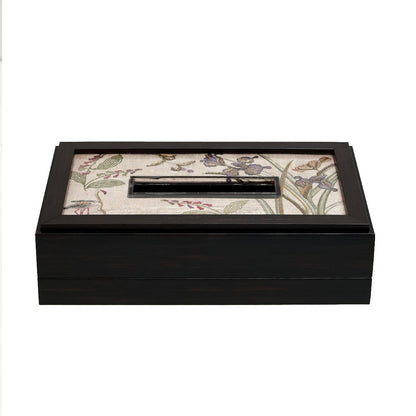 Odyssey Vanya Tissue Box Cover - Beige in Wood and Glass