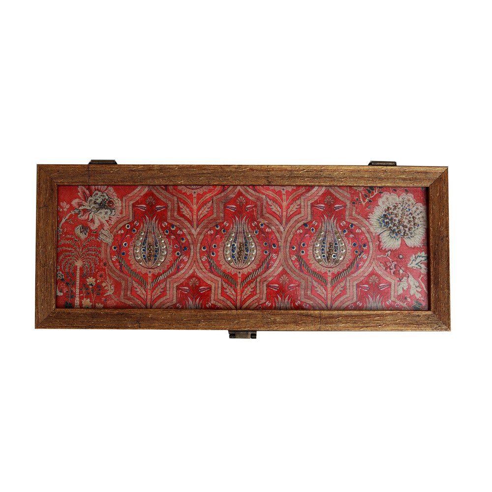 Gulposh Box – rectangle Red in Wood and Glass