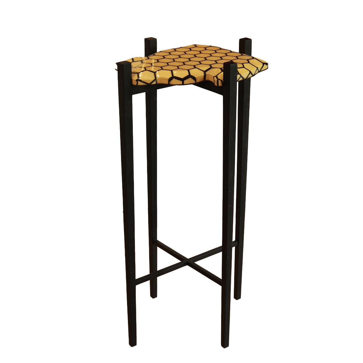 Noir Set of Three Tables -Black in Wood and Resin