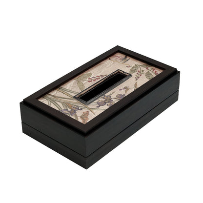 Odyssey Vanya Tissue Box Cover - Beige in Wood and Glass