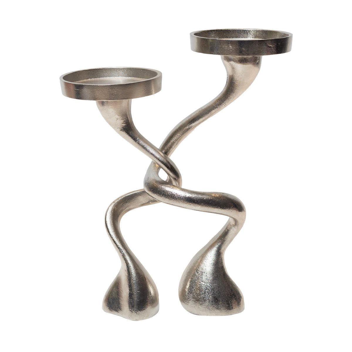 Dancing Pillar Candle Holder - Silver in Metal