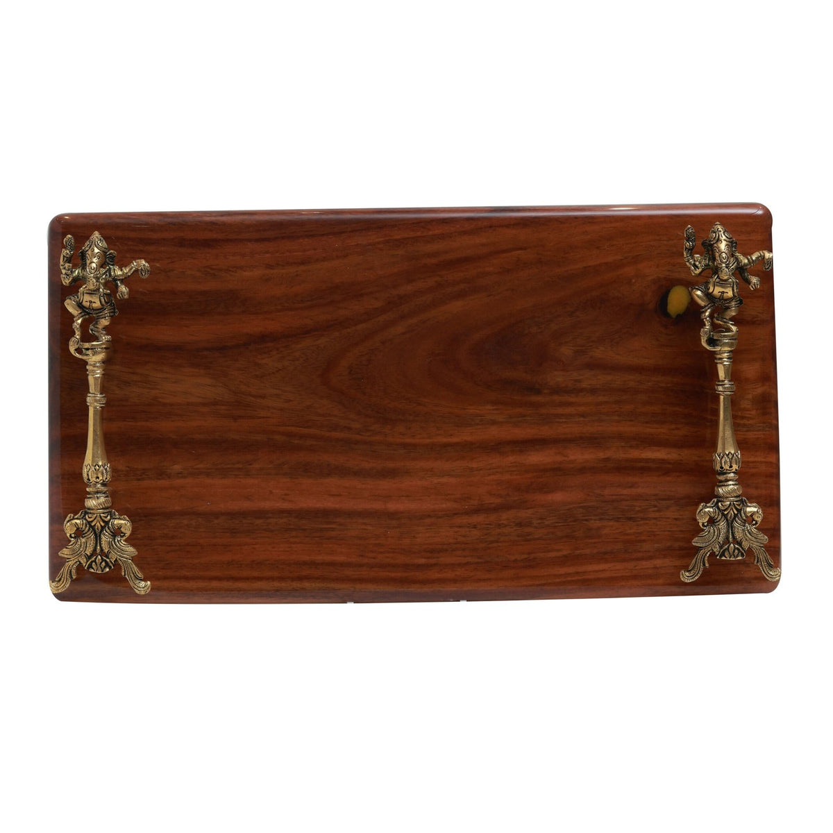 Ganesh Wooden Tray - Wood and Brass