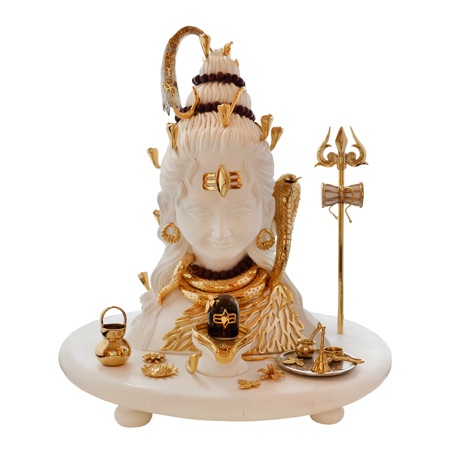 Shiv Ji Idol - White in Resin and Gold Plated