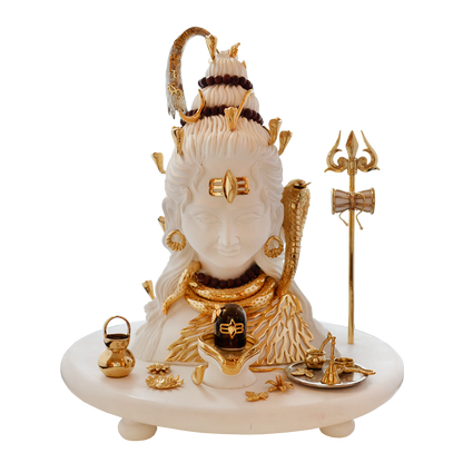 Shiv Ji Idol - White in Resin and Gold Plated