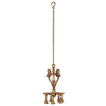 Peacock Hanging Diya - Brass