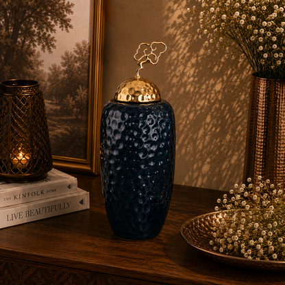 Hammered Vase - Black in  Ceramic