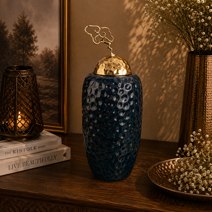 Hammered Vase - Black in  Ceramic