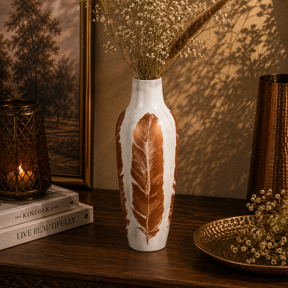 Gold Feather - Beige in Ceramic