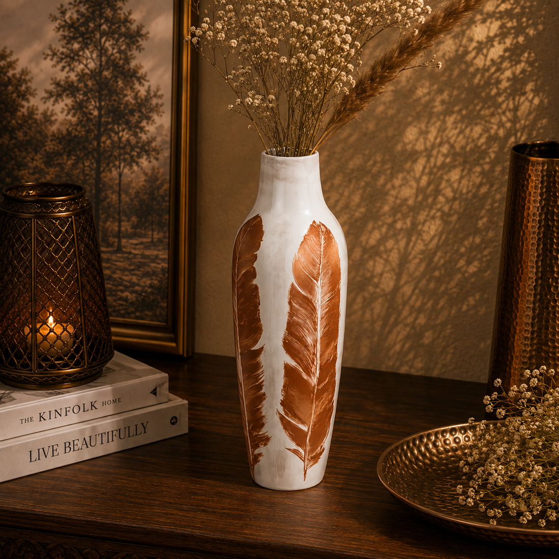 Gold Feather - Beige in Ceramic