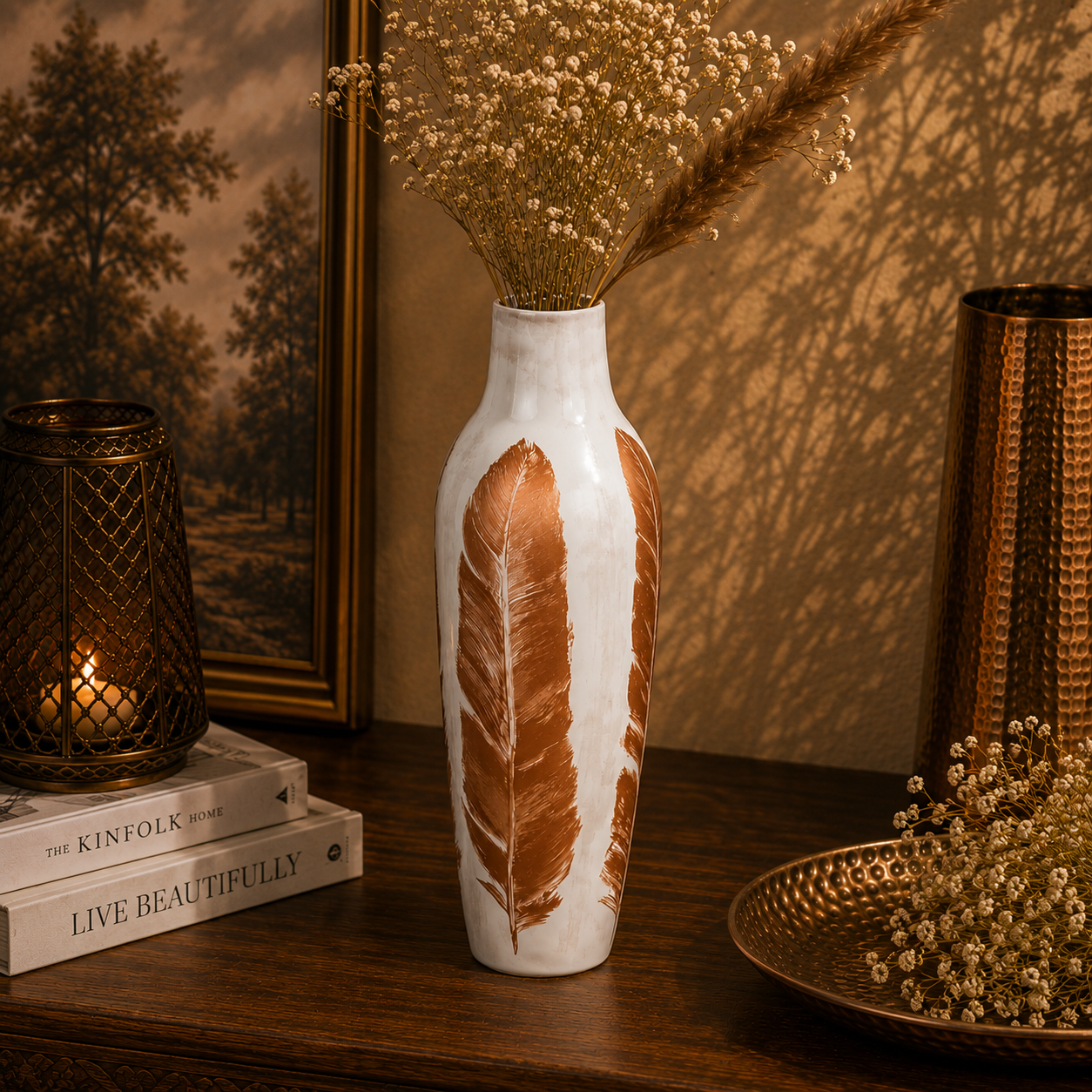 Gold Feather - Beige in Ceramic
