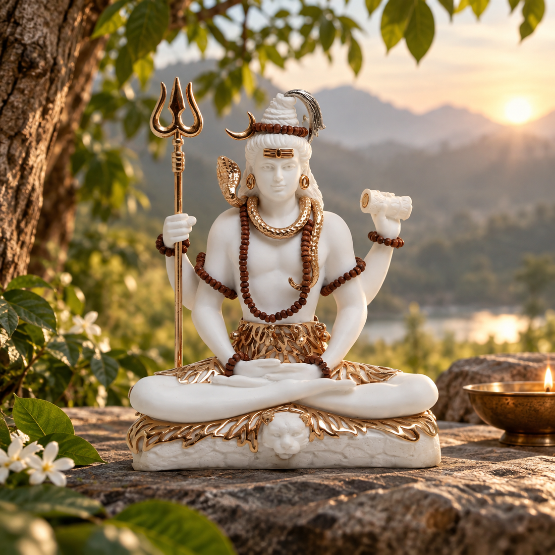 Shiva Idol - White in Resin and Gold Plated