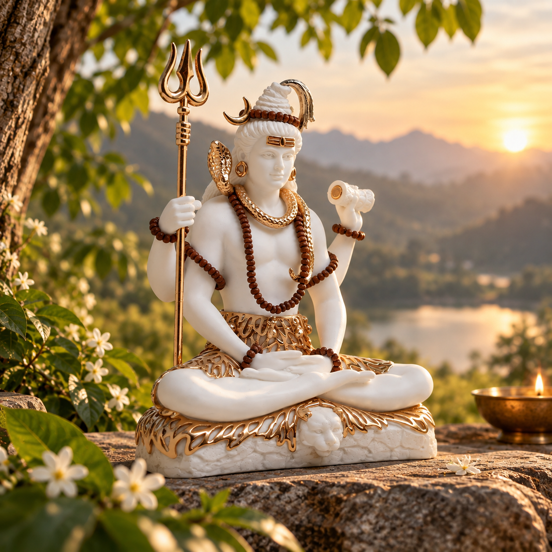 Shiva Idol - White in Resin and Gold Plated