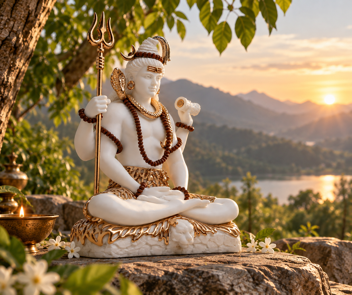 Shiva Idol - White in Resin and Gold Plated