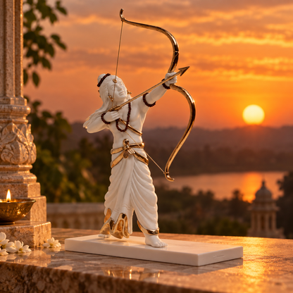 Ram Idol - White in Resin and Gold Plated