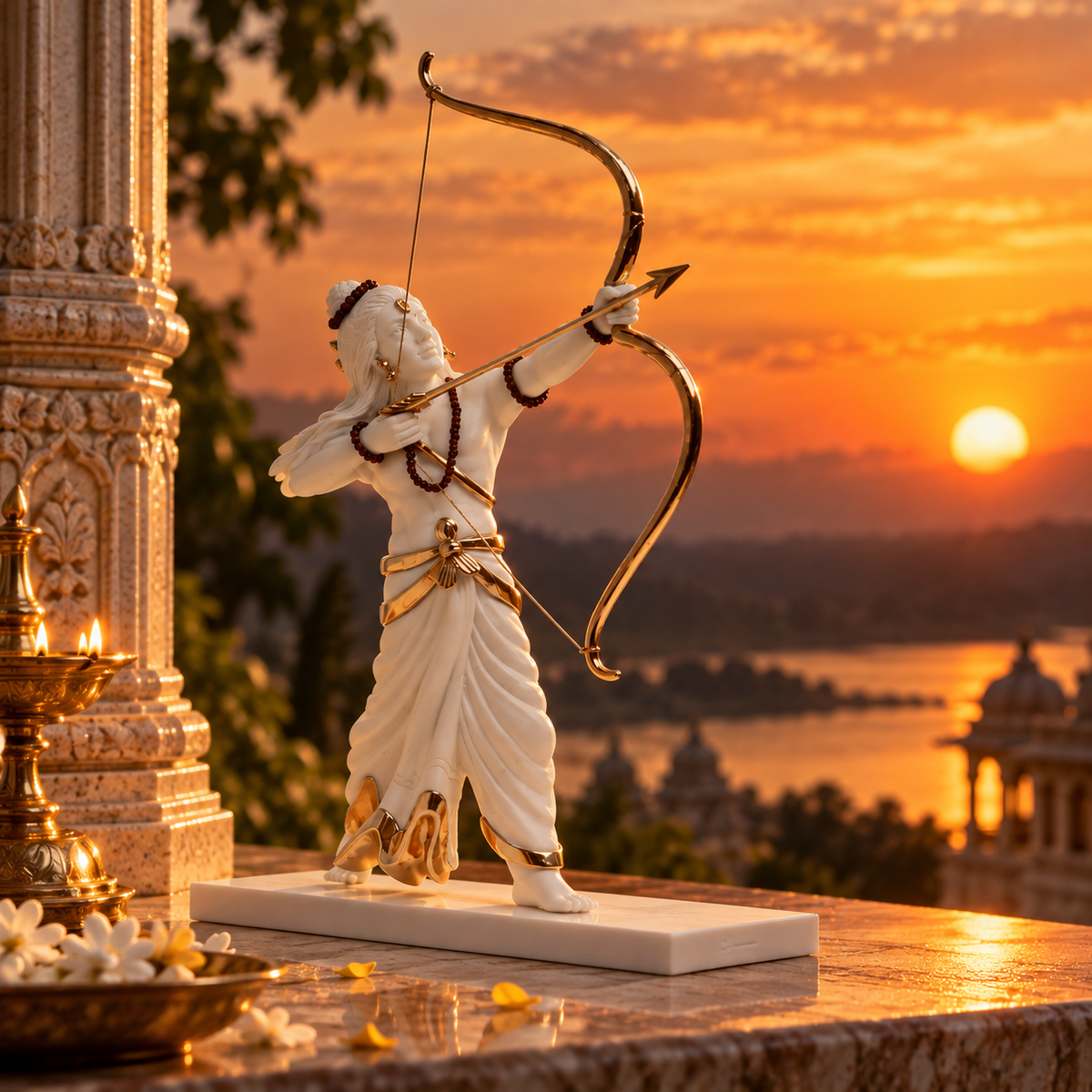 Ram Idol - White in Resin and Gold Plated