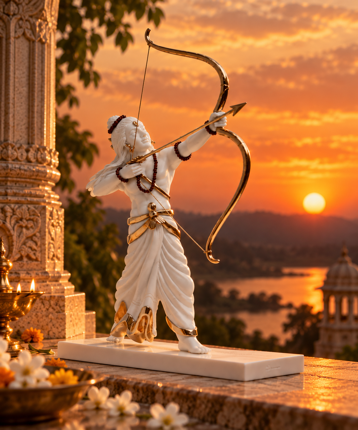 Ram Idol - White in Resin and Gold Plated