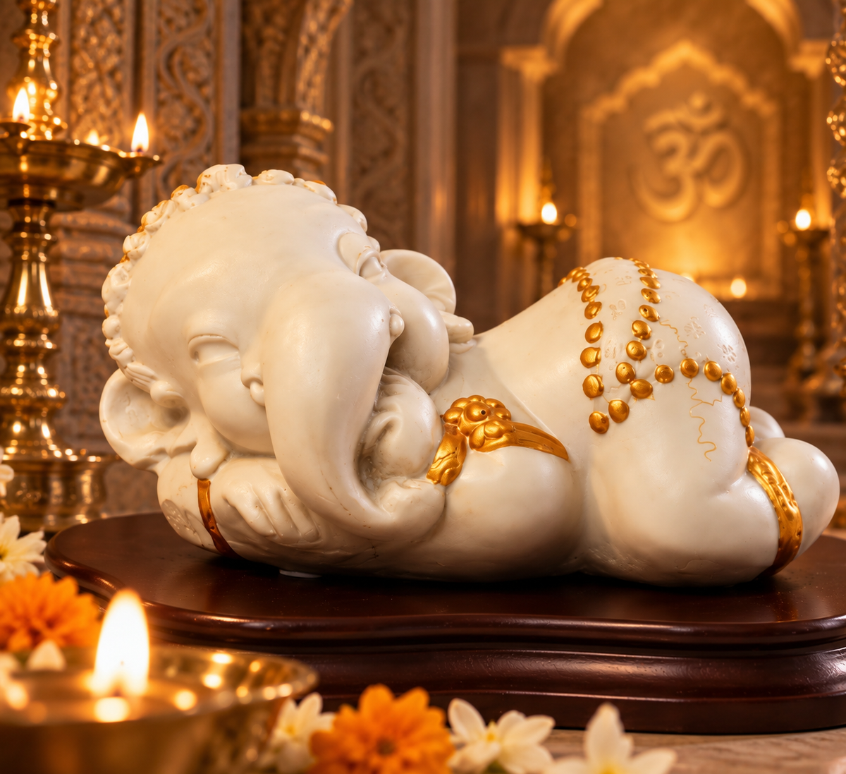 Shuban Gaanesh Idol - Beige in Composite Marble