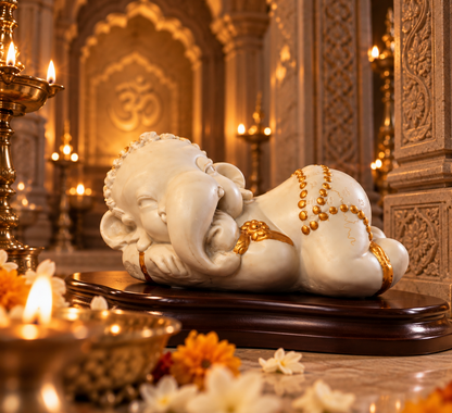 Shuban Gaanesh Idol - Beige in Composite Marble