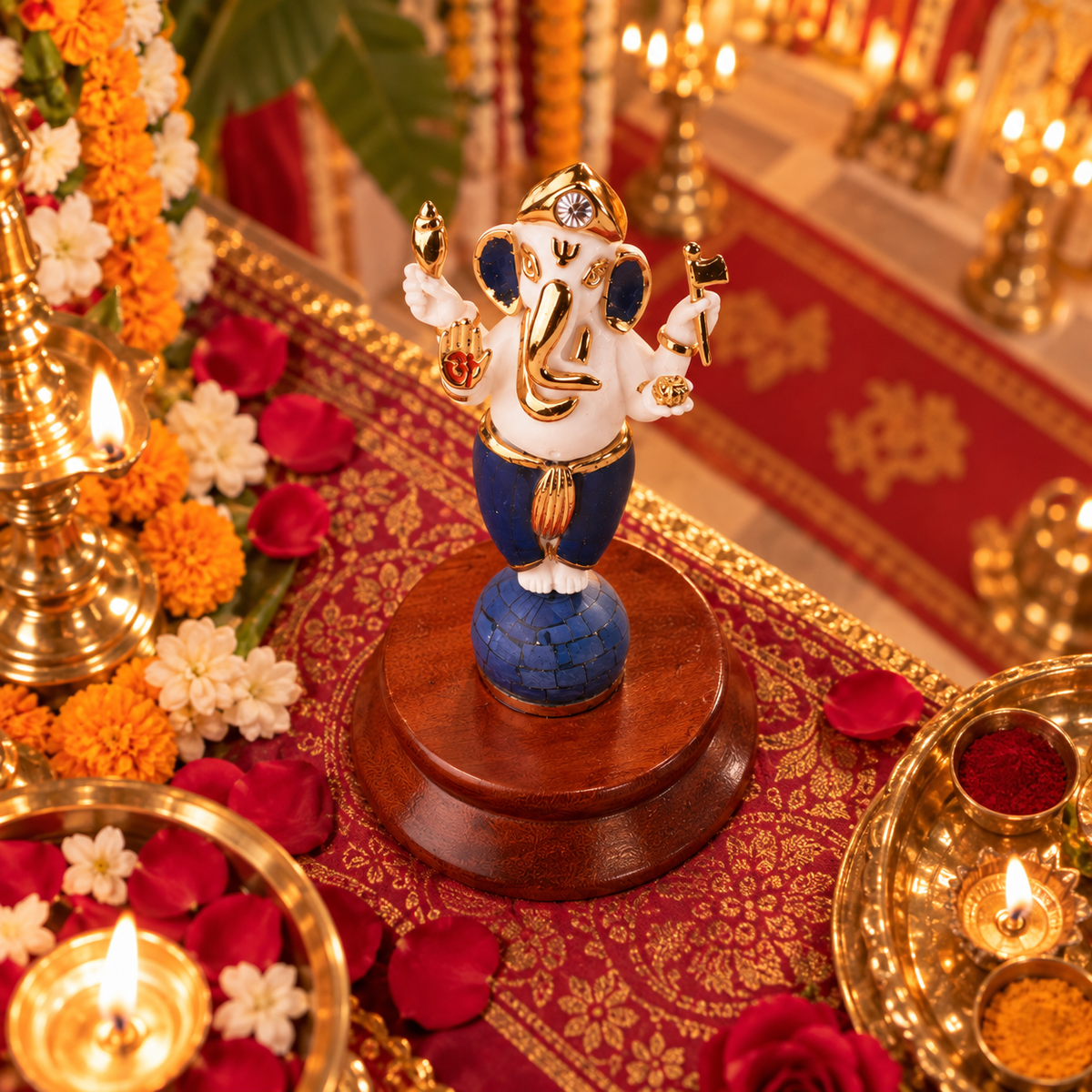 Vinayaka Ganesh Idol -  Lapis lazuli and Gold Plated