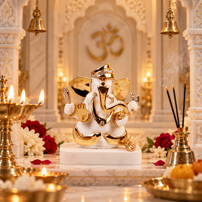 Umaputra Ganesh Idol - Resin and Gold Plated