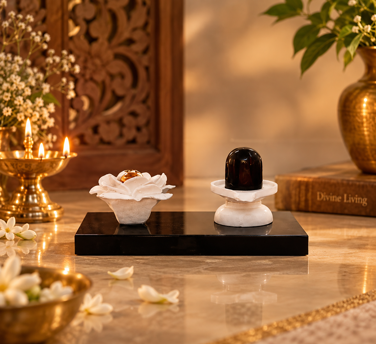 Shivling - Incense Holder in Resin and Gold Plated