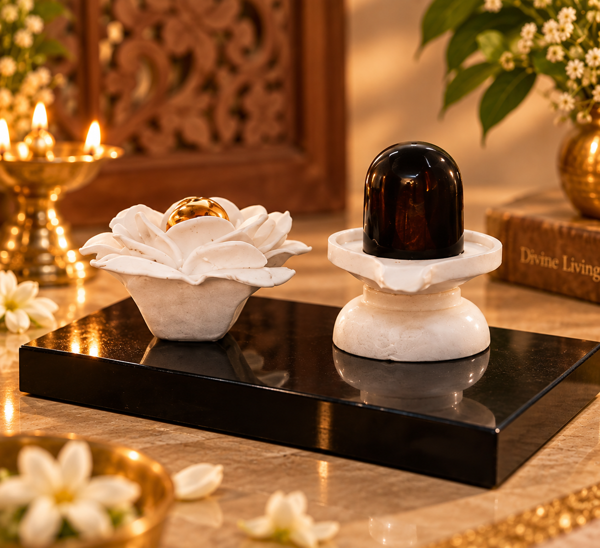 Shivling - Incense Holder in Resin and Gold Plated