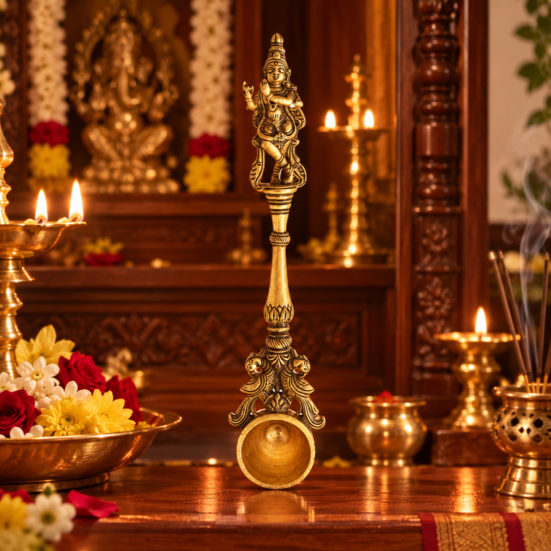 Krishna Holy Water Spoon - Brass