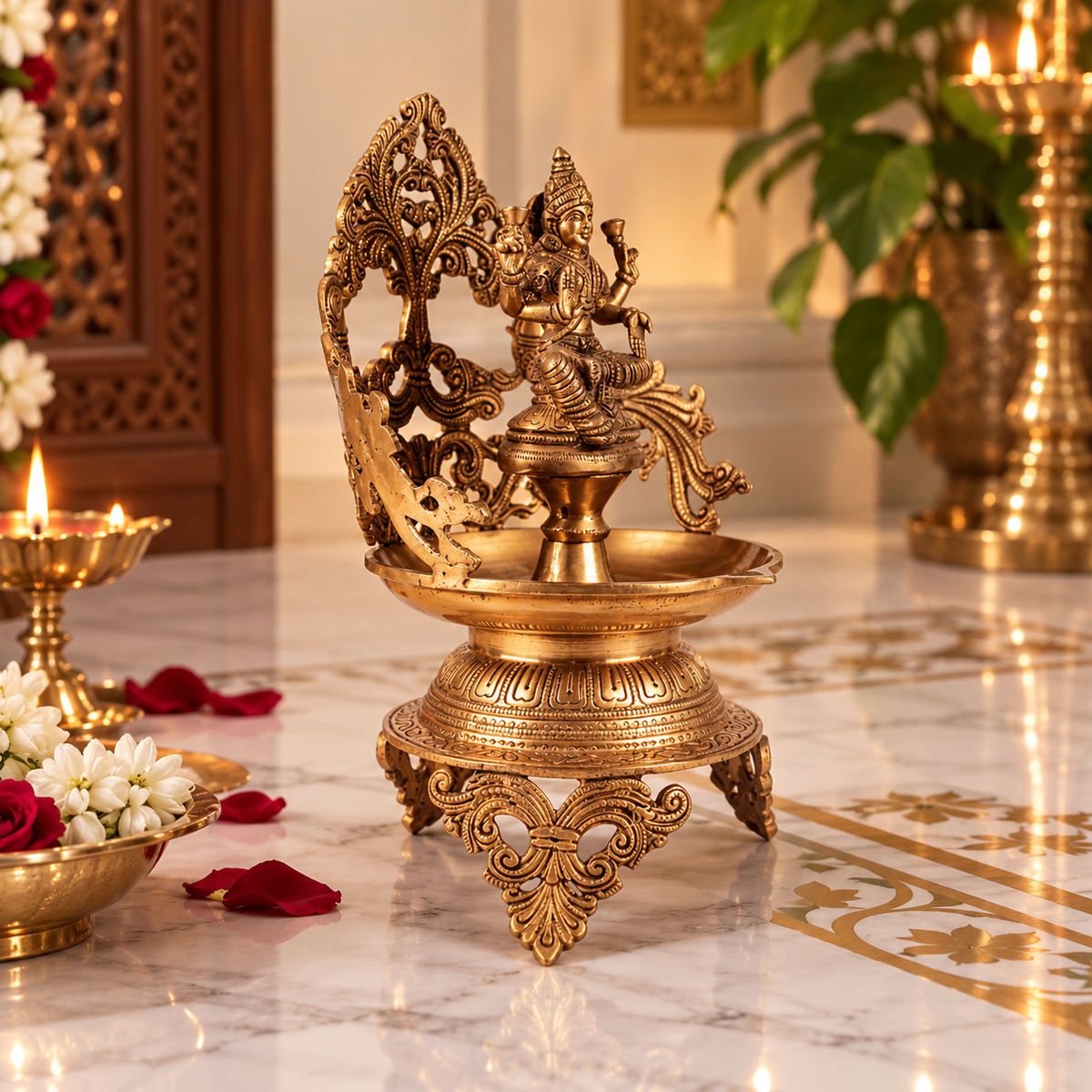 Lakshmi Sparrow Urli - Brass