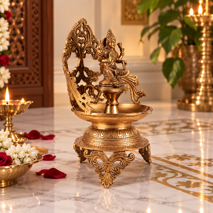 Lakshmi Sparrow Urli - Brass