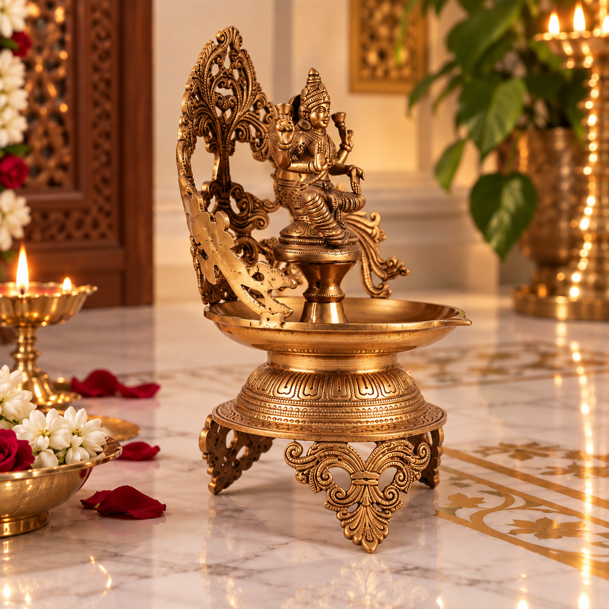 Lakshmi Sparrow Urli - Brass