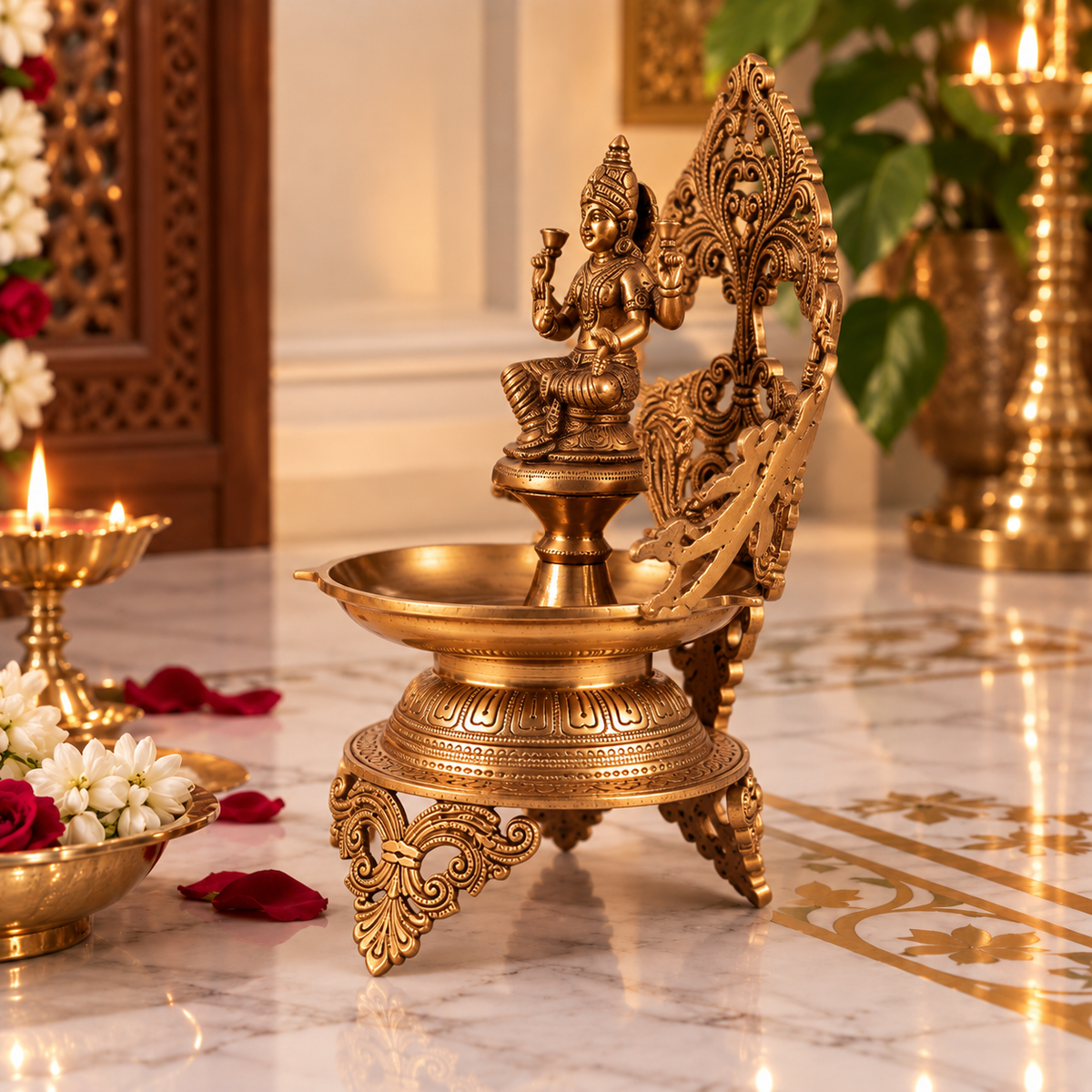 Lakshmi Sparrow Urli - Brass