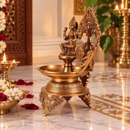 Lakshmi Sparrow Urli - Brass