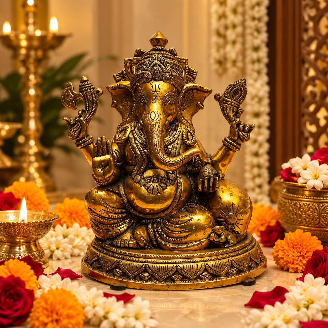 Lambodara Ganesh Idol - Brass