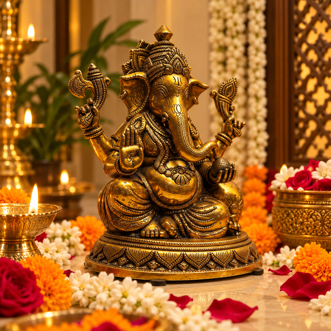 Lambodara Ganesh Idol - Brass