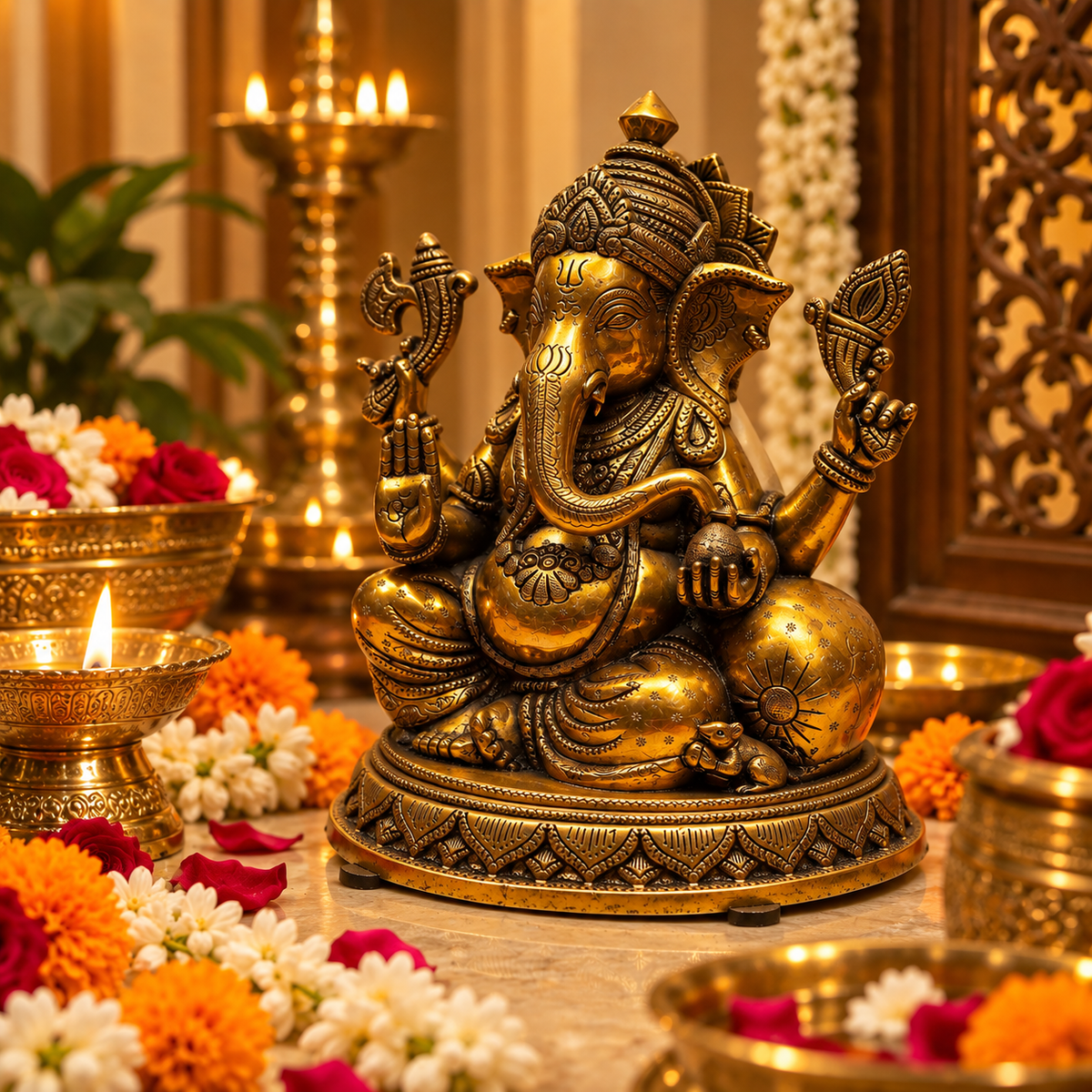 Lambodara Ganesh Idol - Brass