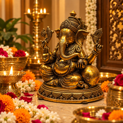 Lambodara Ganesh Idol - Brass