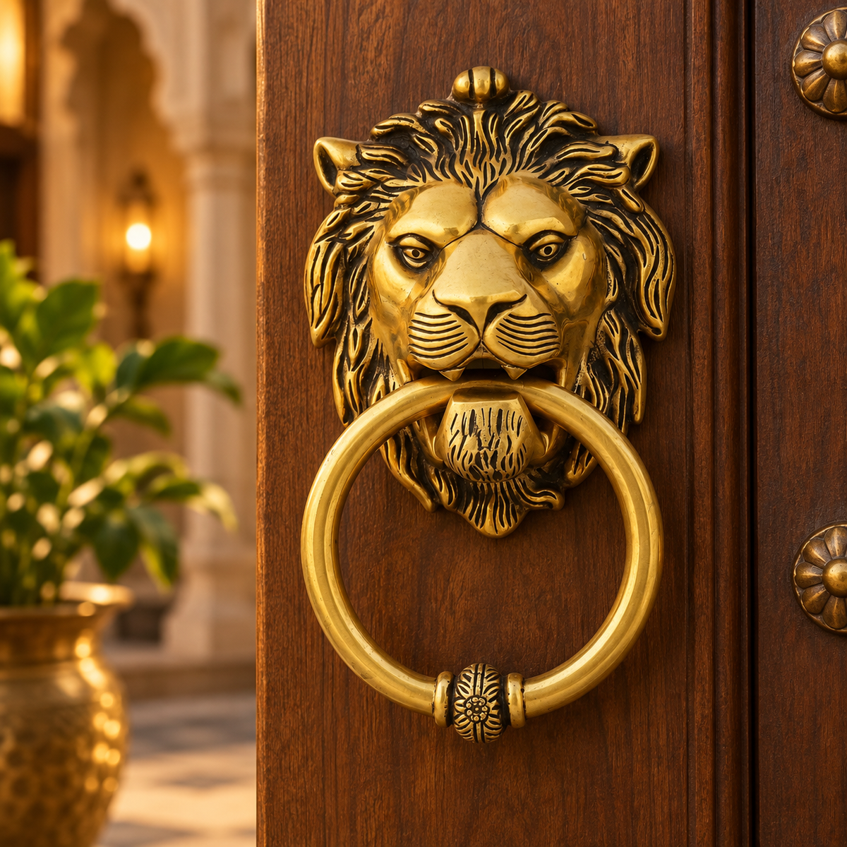 Lion Door Knocker - Brass