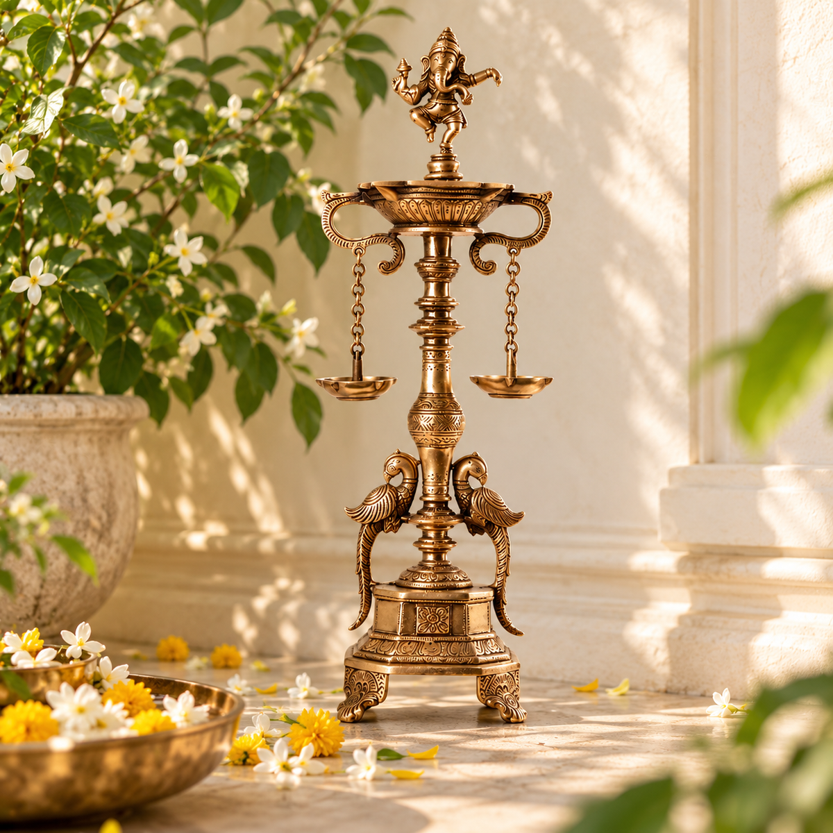 Ganpati Deep Stand - Small in Brass