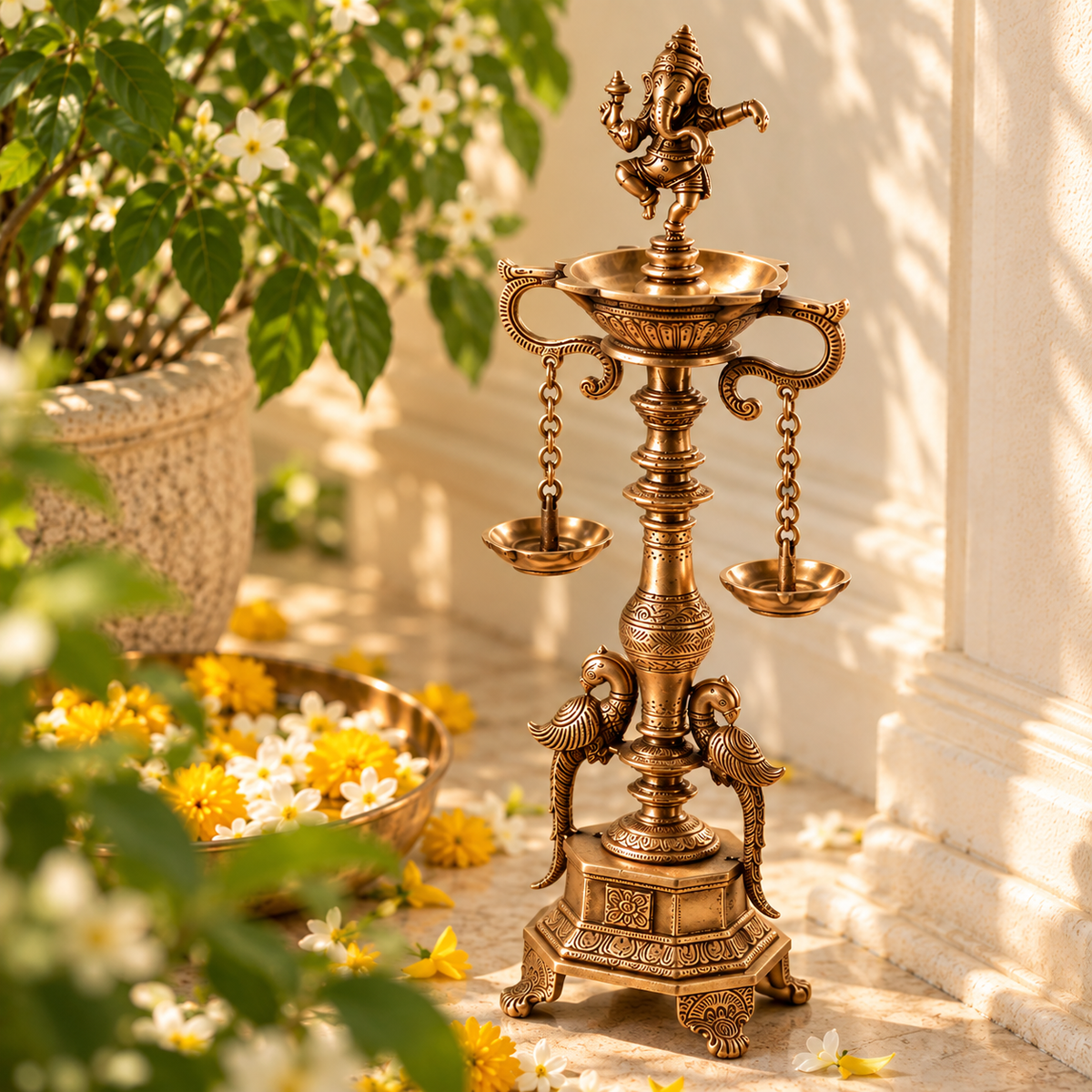 Ganpati Deep Stand - Small in Brass