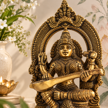 Saraswati Idol - Brass