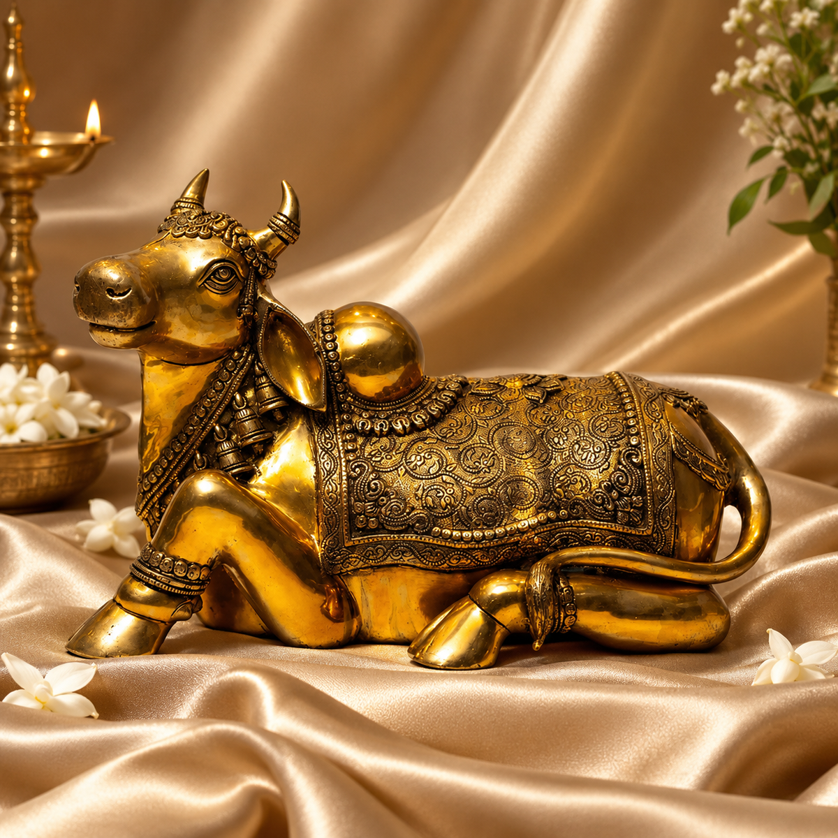 Sitting Nandi - Medium in Brass