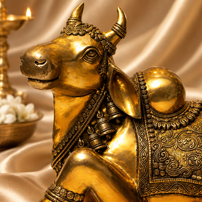 Sitting Nandi - Medium in Brass