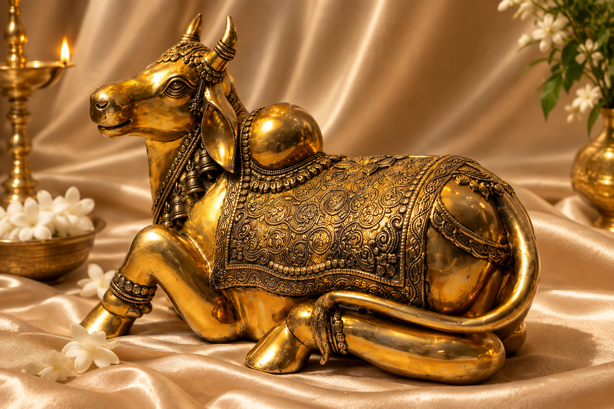 Sitting Nandi - Medium in Brass