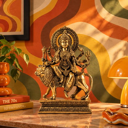Durga With Base Idol - Large in Brass