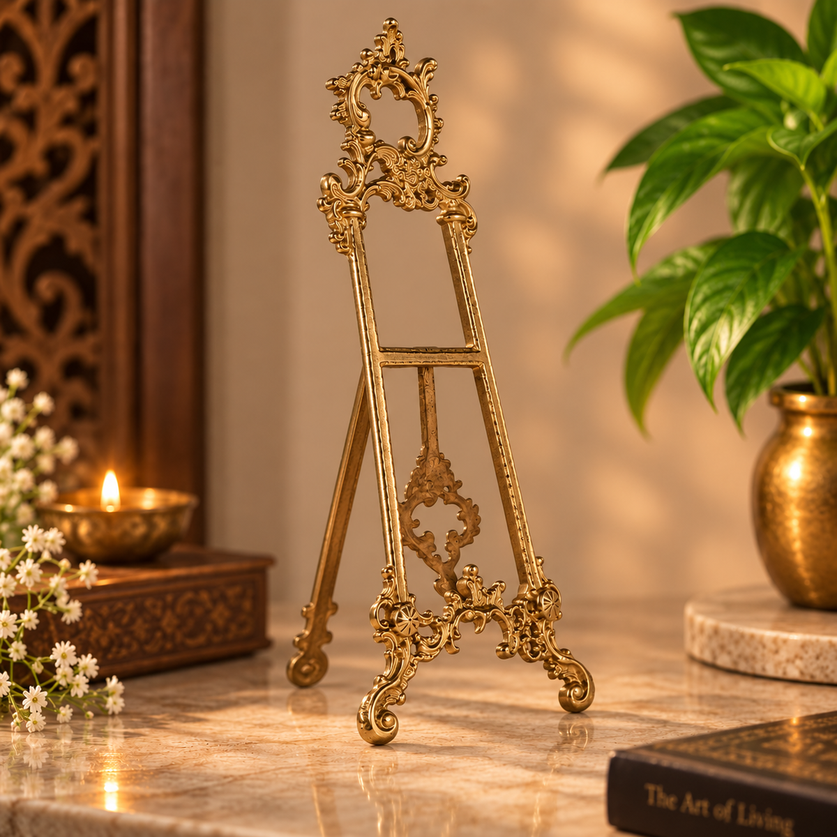 Floral Easel -  Medium in Brass