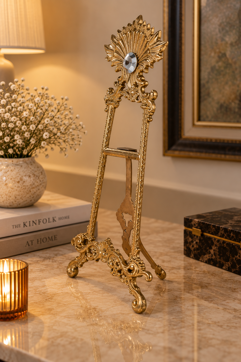 Sunburst Easel - Large in Brass