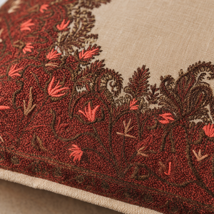 Jamawar Cushion - Tufted Center Button